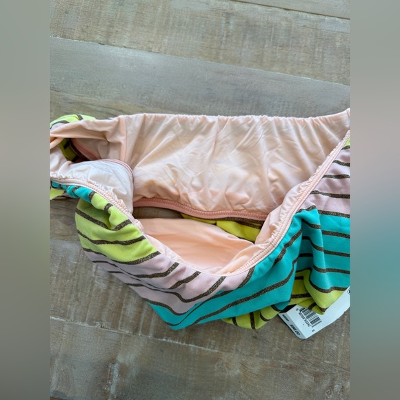 Trina Turk metallic stripe ruffle bikini top swim - Picture 7 of 11